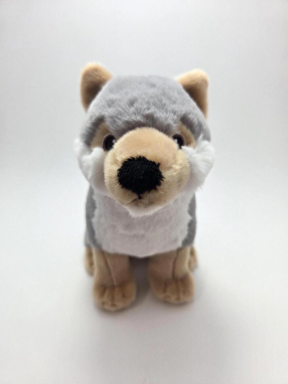 Aurora Eco Nation Gray Sitting Wolf Plush (9 inch)